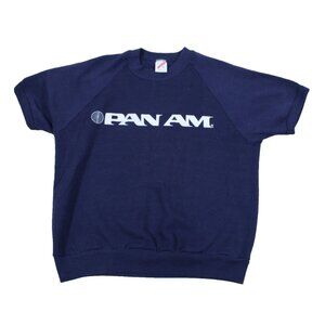 Vintage Pan Am Airline 80s Mens Pullover Crew Neck Sweatshirt RARE S/S Soft L
